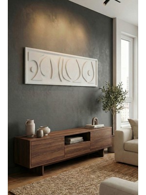 Modern Geometrik Ahşap Duvar Tablosu 100X30 cm