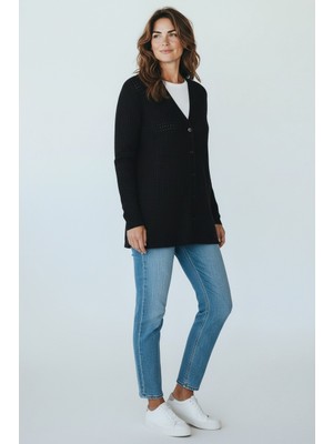 Ece Giyim Kadın Önü Düğmeli Cepli Mevsimlik Merserize Hırka