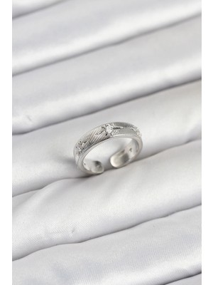 Belle Fusion Mey Ithalat® Pirinç Gümüş Renk Zirkon Taşlı Kutup Yıldızı Model Kadın Yüzük