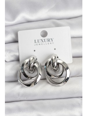 Belle Fusion Mey Ithalat® Gümüş Renk Halka Model Pirinç Kadın Küpe