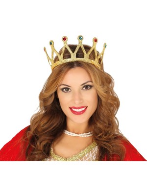 Belle Fusion Mey Ithalat® Rönesans Kostümlü Kraliyet Ortaçağ Altın Gold Kraliçe Prenses Tacı
