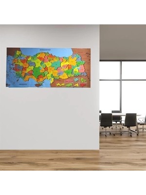 Belle Fusion Mey Ithalat® Renkli Türkiye Haritası Manyetik Yapıştırıcı Gerektirmeyen Duvar Stickerı 118 cm * 56 cm