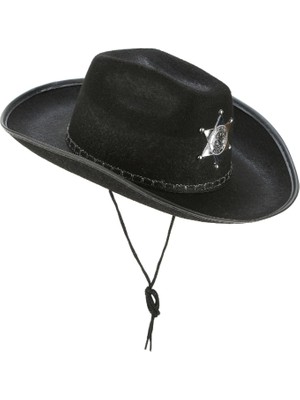 Belle Fusion Mey Ithalat® Çocuk Kovboy Şapkası Sheriff Şapkası Siyah Renk