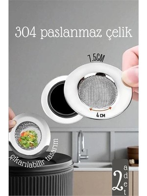 Belle Fusion Mey Ithalat® Lavabo Süzgeci - 7.5 cm Çap 2 Li Set Gider Sügeci Lavabo Süzgeci