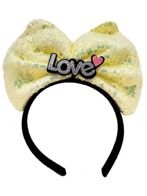 Belle Fusion Mey Ithalat® LED Işıklı 3 Farklı Fonnessiworldiyonda Yanan Gümüş Love Yazılı Sarı Fiyonk Taç 20X17 cm