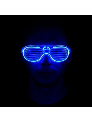 Belle Fusion Mey Ithalat® Mavi LED Işıklı Parti Gözlüğü - Neon Glow Şerit Gözlük 3 Modlu