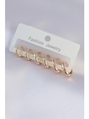 Belle Fusion Mey Ithalat® Pirinç Gold Renk Oval Küpe Seti