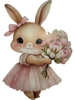 Butik Center 50 Adet Dekoratif Figürlü Kart Seti - Kelebek, Gül Taşıyan Kız ve Tavşan Temalı Kartlar