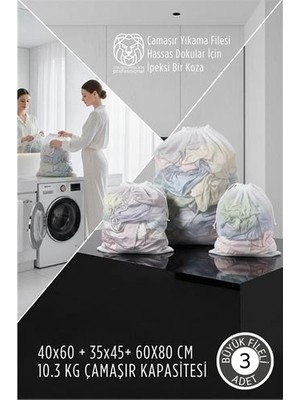 Belle Fusion Mey Ithalat® 3 Boy Lüks Çamaşır Yıkama Filesi Seti - Giysi Koruma Sanatı  10.3 kg Kapasite