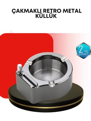 Belle Fusion Mey Ithalat® Paslanmaz Çakmaklı Küllük Modern Masa Üstü Aksesuar