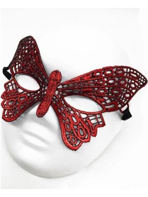 Belle Fusion Mey Ithalat® Kırmızı Dantel Masquerade Maskesi 7 No