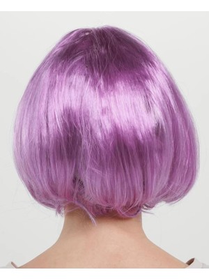 Belle Fusion Mey Ithalat® Rose Pembe Renk Düz Kesim Küt Parti Peruğu Kısa Takma Saç