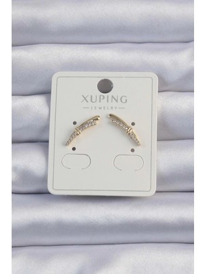 Belle Fusion Mey Ithalat® Xuping Gold Renk Zirkon Taşlı Küpe