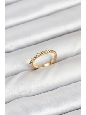 Belle Fusion Mey Ithalat® Pirinç Gold Renk Lazer Kesim Kadın Yüzük