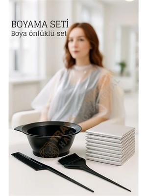 Belle Fusion Mey Ithalat® Saç Boyama Seti 3’lü ve Saç Boya Önlüğü Tarak, Seti Fırça, Boya Kabı ile Profesyonel Uygulama Kolaylığı