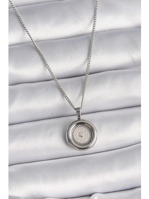 Belle Fusion Mey Ithalat® 316L Çelik Gümüş Renk Zincir Gümüş Renk Altın Model Kadın Kolye