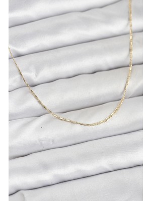 Belle Fusion Mey Ithalat® cm 14K Gold Renk Kesme Model 60 cm Kadın Kolye