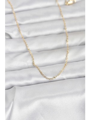 Belle Fusion Mey Ithalat® cm 14K Gold Renk Burgu Model 60 cm Kadın Kolye