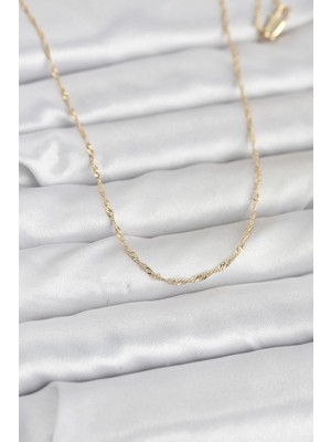 Belle Fusion Mey Ithalat® cm 14K Gold Renk Burgu Model 60 cm Kadın Kolye