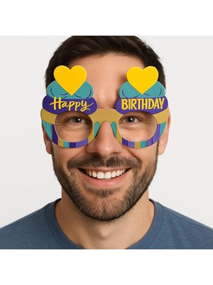 Belle Fusion Mey Ithalat® Cupcake Temalı Doğum Günü Renkli Karton Happy Birthday Gözlüğü 6 Adet