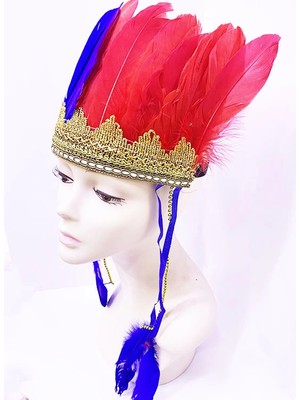 Belle Fusion Mey Ithalat® Bordo Mavi Renk Tüylü Kızılderili Başlığı | Taraftar Başlığı