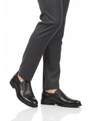 Aspor Siyah Baskılı Hakiki Deri Erkek Klasik Ayakkabı