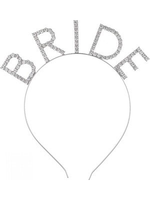 Belle Fusion Mey Ithalat® Mega Boy Kristal Taşlı Gümüş Bride Taç Gelin Tacı 20X21 cm