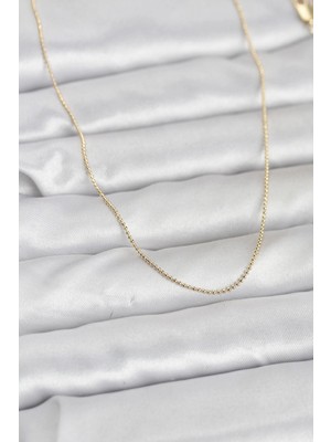 Belle Fusion Mey Ithalat® cm 14K Gold Renk Ince Top Zincirli 60 cm Kadın Kolye