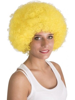Belle Fusion Mey Ithalat® Sarı Renk Kıvırcık Afro Bonus Peruk