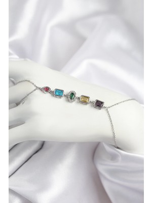 Belle Fusion Mey Ithalat® Pirinç Renkli Zirkon Taşlı Model Gümüş Renk Şahmeran