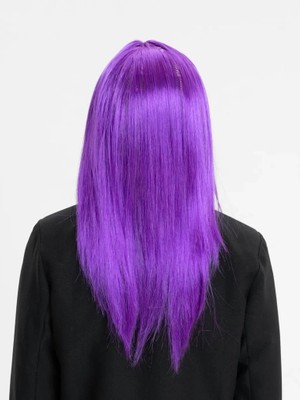 Belle Fusion Mey Ithalat® Mor Renk Düz Kesim Uzun Parti Peruğu Takma Saç