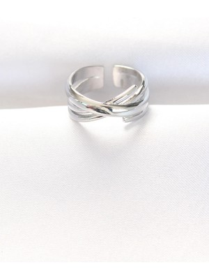 Belle Fusion Mey Ithalat® Kalın Silver Renk Ayarlanabilir Yüzük