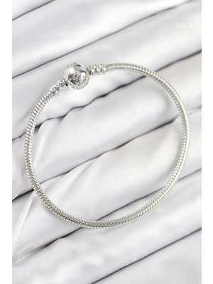 Belle Fusion Mey Ithalat® Pirinç Charm Topcuk Model Gümüş Renk Kadın Bileklik