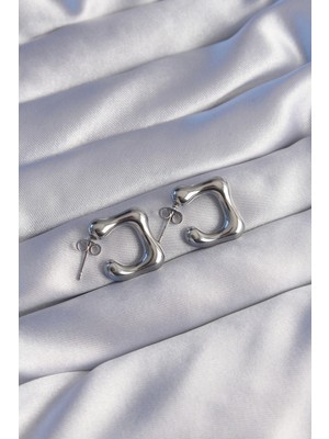 Belle Fusion Mey Ithalat® 316L Çelik Gümüş Renk Minimal Bubble Küpe