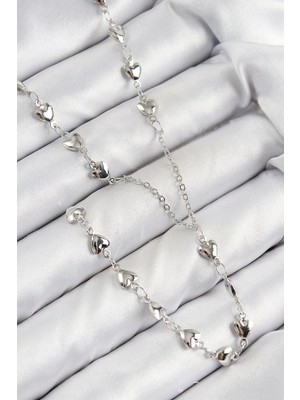 Belle Fusion Mey Ithalat® Pirinç Zirkon Taşlı Kalp Model Gümüş Renk Y Kolye