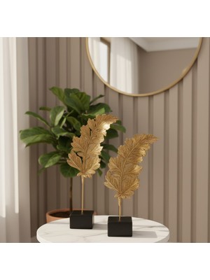 Estetik ve Modern Tasarım: Dekoratif Yaslı Yaprak Biblo Seti