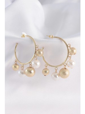 Belle Fusion Mey Ithalat® Pirinç Gold Renk Topçuk Model Halka Küpe