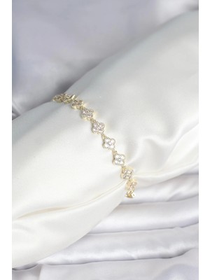 Belle Fusion Mey Ithalat® Zirkon Taşlı Pirinç Yonca Model Bileklik