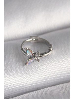 Belle Fusion Mey Ithalat® 316L Çelik Gümüş Renk Zirkon Taşlı Kelebek Model Tragus Piercing