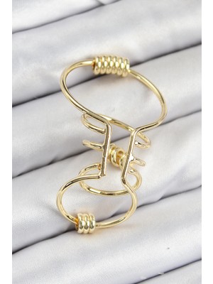 Belle Fusion Mey Ithalat® Pirinç Halkalı Model Gold Renk Kıkırdak Küpe