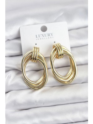 Belle Fusion Mey Ithalat® Pirinç Gold Renk Damla Model Vintage Kadın Küpe