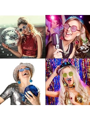 Belle Fusion Mey Ithalat® Sallanan Disko Top Küpeli Gözlük Retro Hawaii 5 Renk 6 Adet