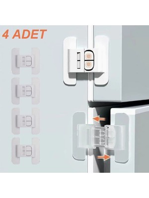 Belle Fusion Mey Ithalat® 4 Adet Buzdolabı, Çekmece ve Dolap Kapağı Çocuk Kilidi