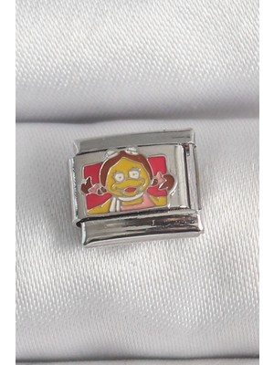 Belle Fusion Mey Ithalat® 316L Çelik Gümüş Renk Renkli Çocuk Işlemeli Nomination Charm