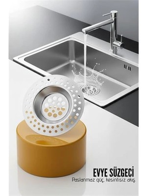 Belle Fusion Mey Ithalat® Evye Süzgeci 7.1 cm Paslanmaz Çelik  - Mutfak Lavabo Gider Süzgeci Seti Tıkanma Önleyici