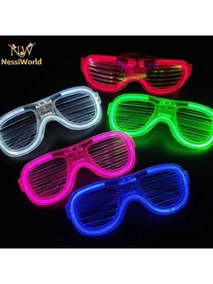 Belle Fusion Mey Ithalat® Glow Model LED Işıklı Parti Gözlüğü 3 Modlu 5 Renk 5 Adet