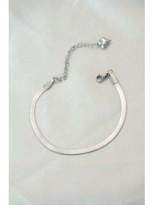 Belle Fusion Mey Ithalat® 316L Çelik Gümüş Renk Italyan Zincirli Bileklik