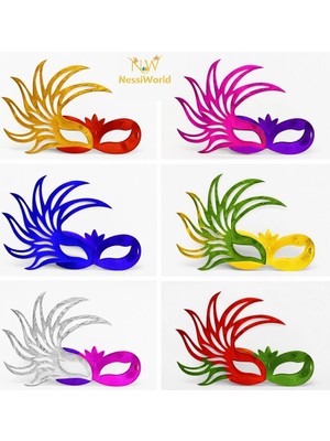 Belle Fusion Mey Ithalat® 6’lı Çift Renkli Venedik Karton Parti Maskesi Seti