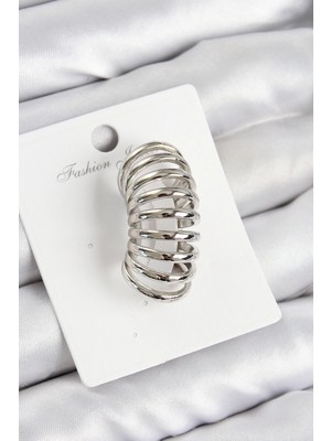 Belle Fusion Mey Ithalat® Pirinç Yay Model Gümüş Renk Sağ Kıkırdak Küpe