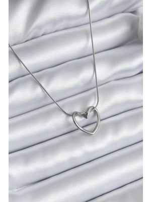 Belle Fusion Mey Ithalat® 316L Çelik Gümüş Renk Kalp Model Kadın Kolye